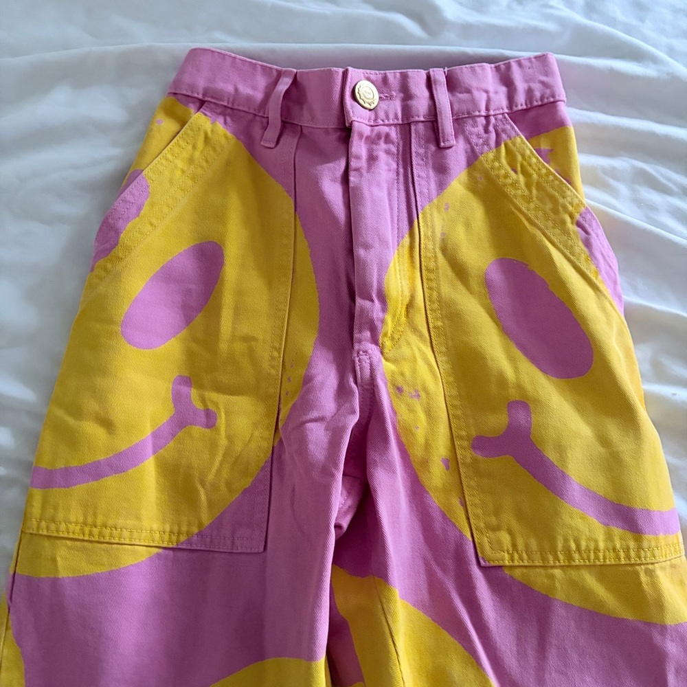 Big Bud Press Smiley Face Pants - Pink & Yellow - Picture 3 of 5